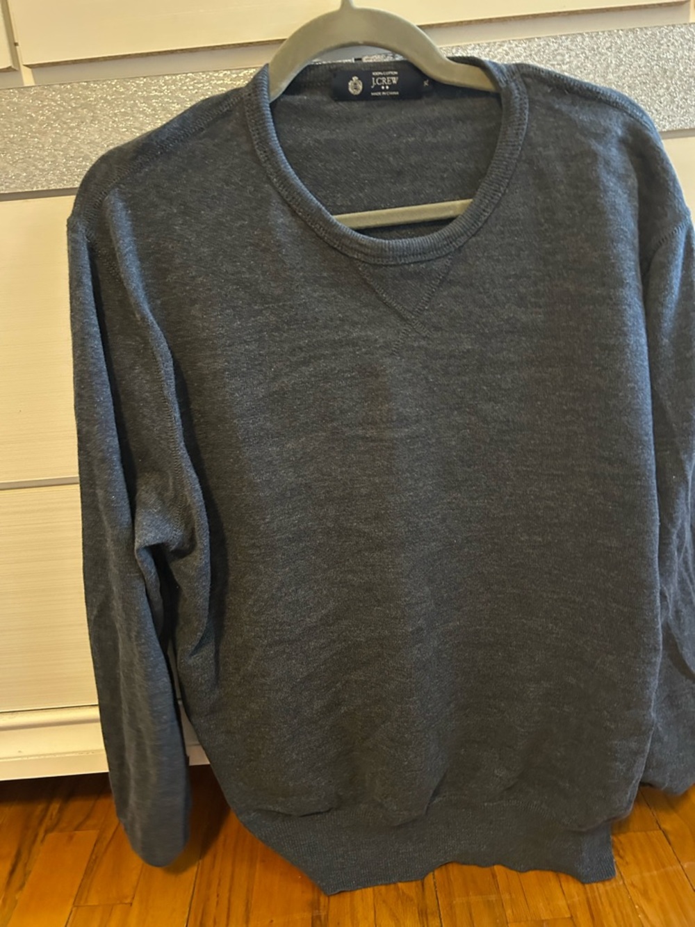 J. Crew Dark Heather Gray Cotton Crewneck Sweater